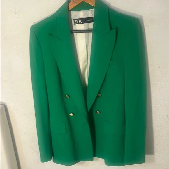 Zara Green Sport Coat with Notched Lapels - Picture 4 of 4